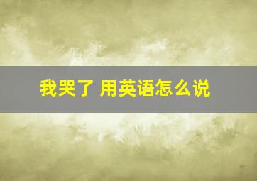 我哭了 用英语怎么说